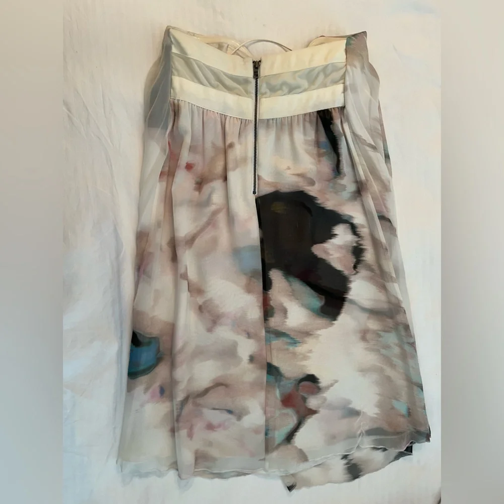 Alice + Olivia silk strapless dress in cream and swirl of different colors. NWOT - Picture 2 of 7